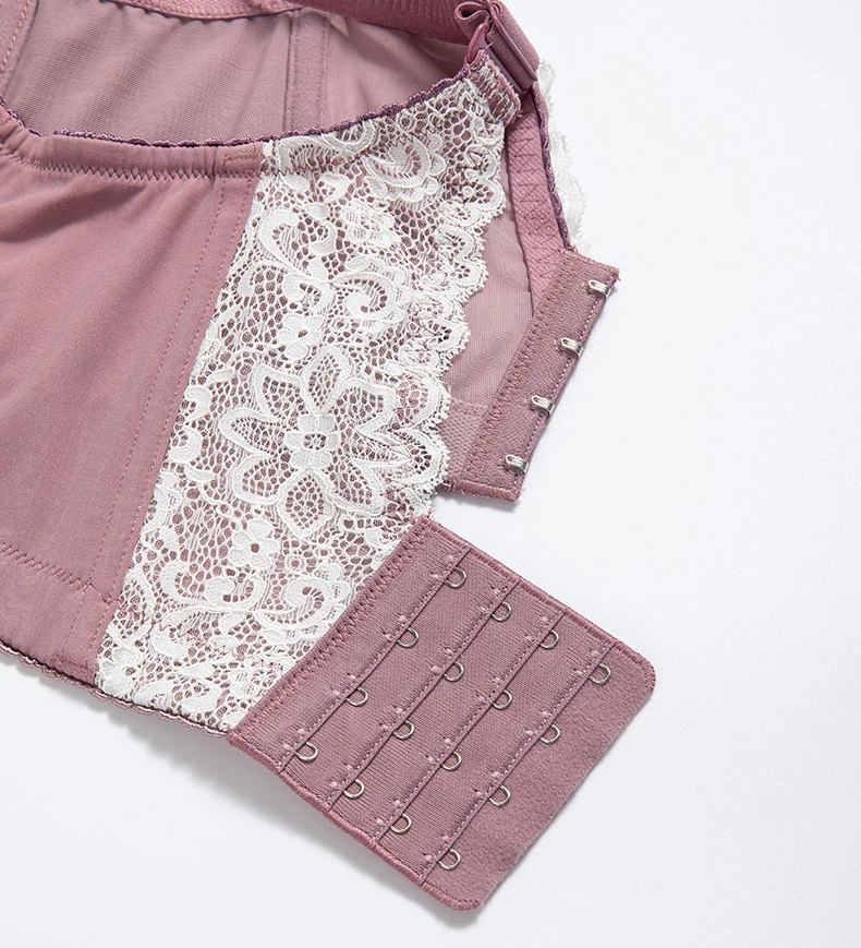 Women Push Up Bra Full Coverage Underwire Lace Floral Suppotive Cross Straps Thin Cup Bras Female Lingerie 36 38 40 42 C D E F G