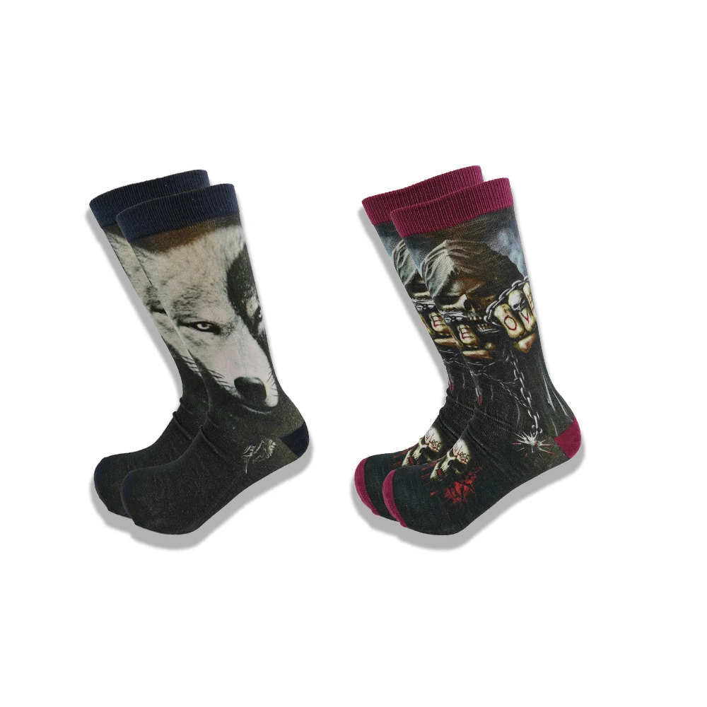 

A Pair of Autumn and Winter Men's Wear Oversized Socks Animal And Horror Film Image High Quality Middle Tube Comfortable