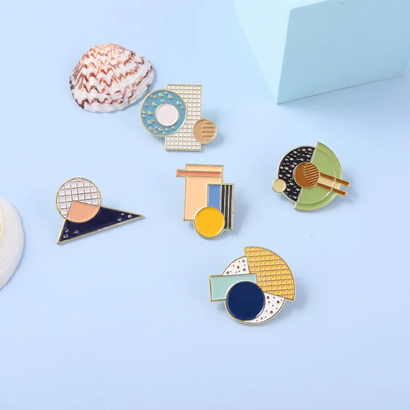 

Geometric Enamel Pins Triangle Rhombus Square Round Metal Brooches Lapel Pins Up Men Women Jewelry Gifts Wholesale