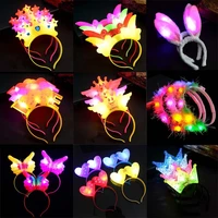 2021 new halloween led flashing glow headband adults kids crown heart light up hairbands hair accessories glow party supplies