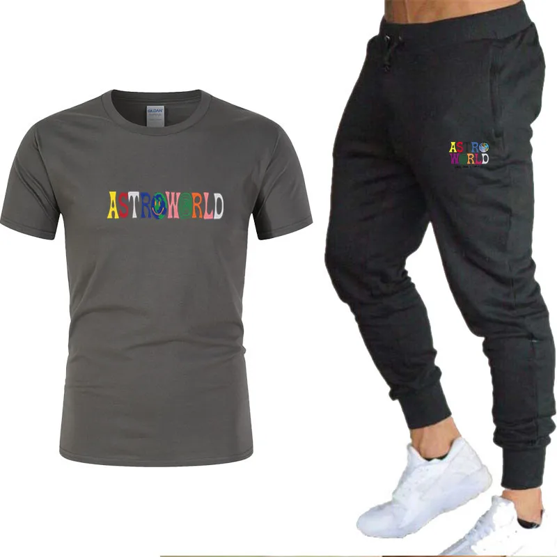 

2021Brand Fashion Casual Sportswear Summer Letter Printing Suit Men's Jogging Suit Fitness Clothes Men's T-Shirt + Pants 2-Piece