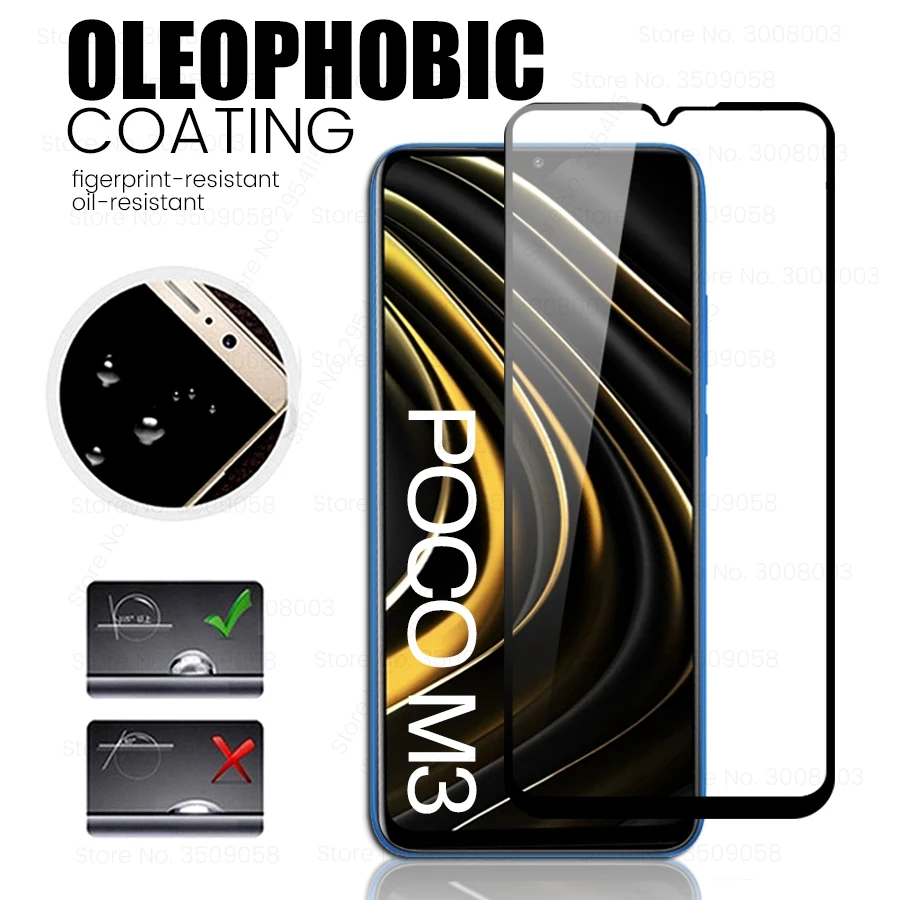 2 шт. 9d полное клеевое покрытие защита экрана pocom3 закаленное стекло для xiaomi pocophone