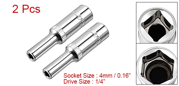 4mm 2pcs Uxcell 2 шт. 4 шт. 1/4 дюймовый накопитель, 4 мм, 5 мм, 7 мм, 8 мм, 9 мм, 10 мм, 12 мм, 13 мм хром-ванадиевая 6-точечный глубокое гнездо метрических ockets - Цвет: 4mm 2pcs