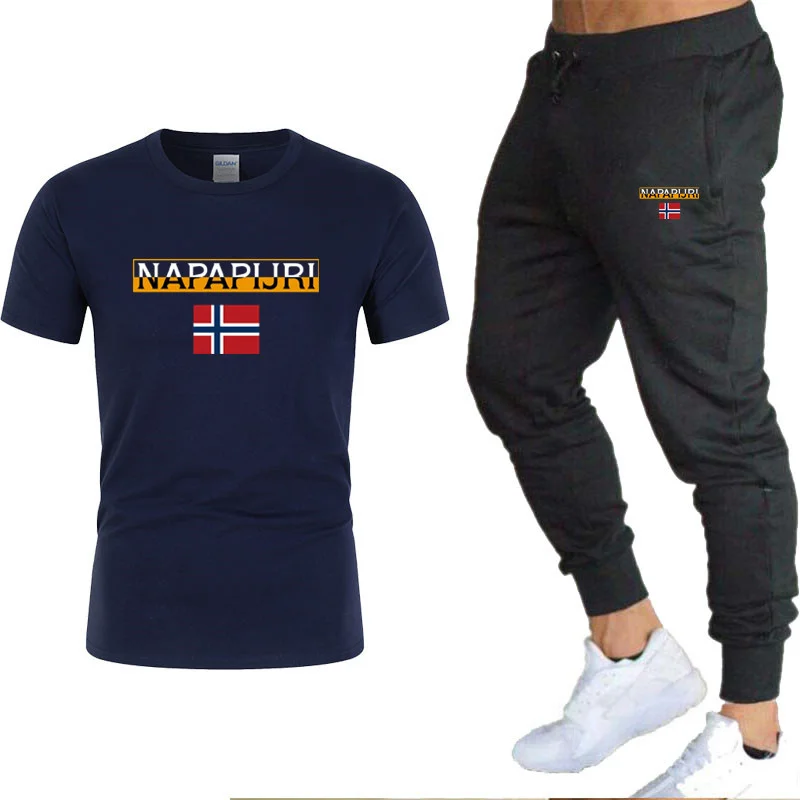 

2021 summer new male brand shirt and suit pants summer casual sports clothes and pants M-XXL 2 pieces