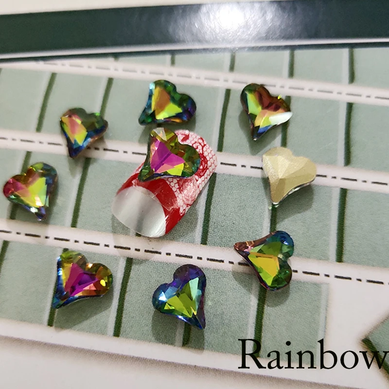 Rainbow 20 шт, 8 мм, алмазные Стразы для маникюра, блестящее стекло, клей на спине, стразы для рукоделия, 3D ногтей - Цвет: Rainbow