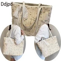 ddjpd ladies summer autumn braided shoulder bag fashion printed decorative straw women bag casual street shopping tote bag