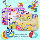 Креативный 3D пазл Монтессори, Детские деревянные игрушки, геометрическая форма, деревянный пазл с узором, развивающие игрушки для детей, подарки