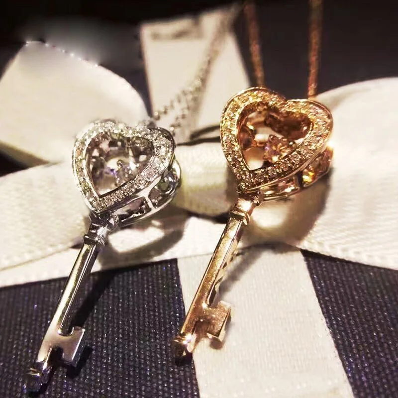 Женская цепочка с белым цирконом модное ожерелье кулоном в виде ключа от