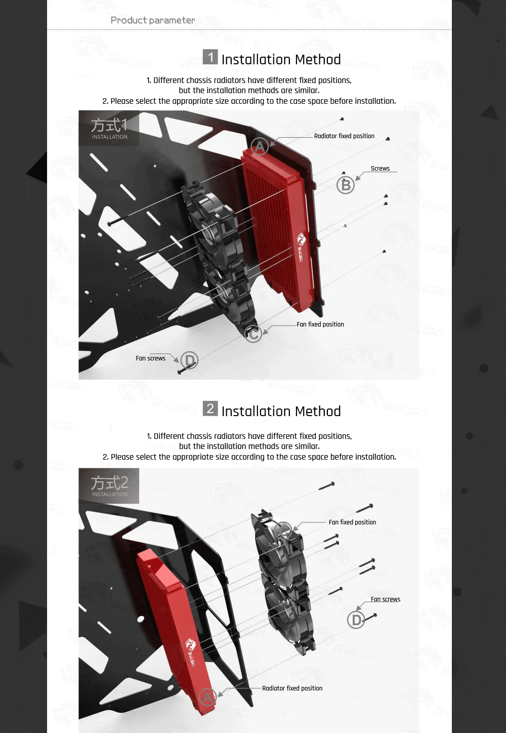 Bykski B-RD480-TK, 480 мм Двухрядные радиаторы, 39 мм толщина, стандартные радиаторы водяного охлаждения, подходит для вентиляторов 120*120 мм