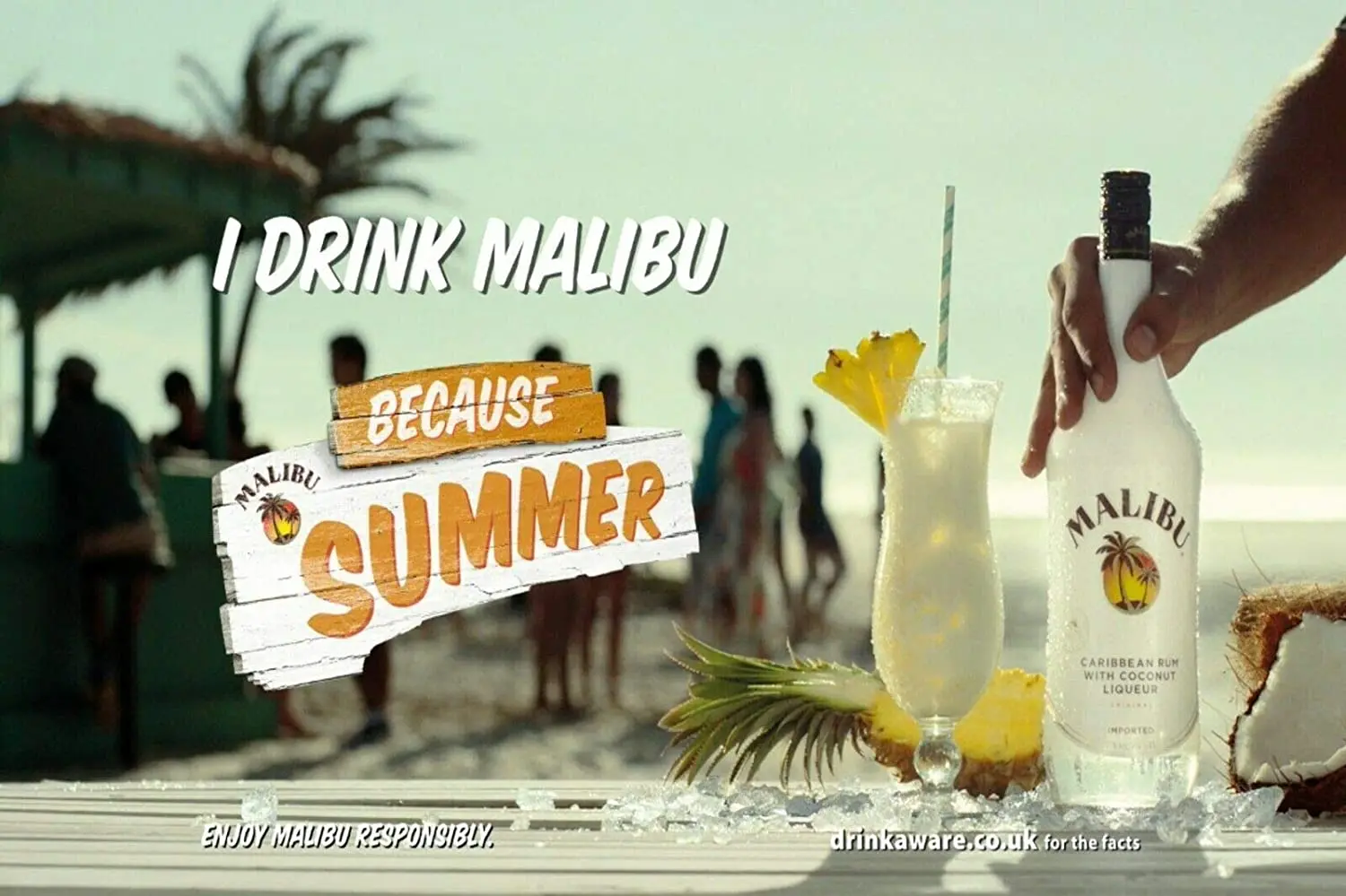 

Malibu Rum Summertime Wall Decor Metal Tin Sign 12x8 Inch