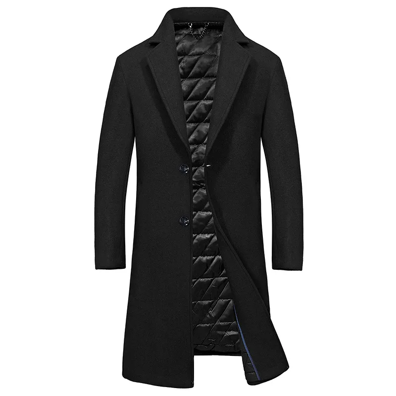 

Korean new version of men's woollen and woollen coat casual medium long coat slim fit solid color suit windbreaker man