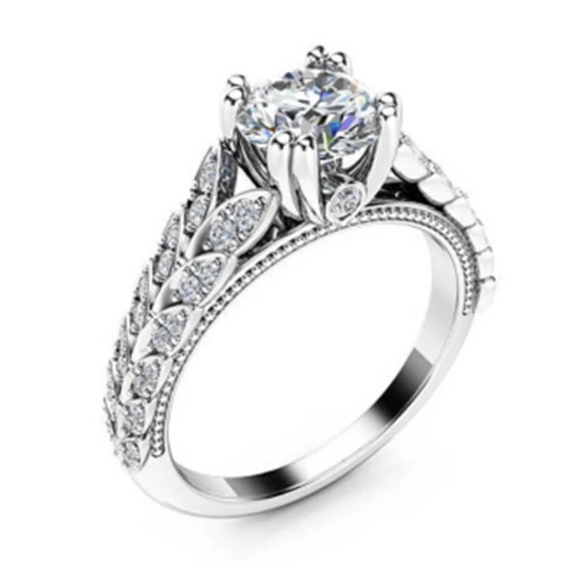 

Trendy Willow Branch Double Row Zircon Women's Ring Engagement Wedding Party Famale Rings Jewelry Copper Hand Accessories