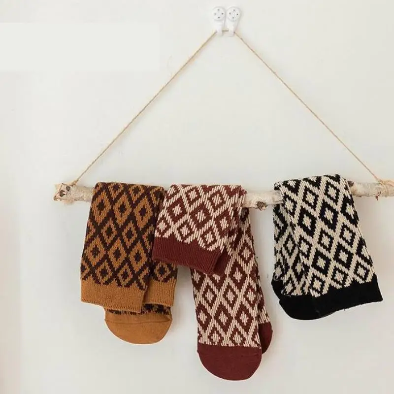 Носки для новорожденных милые хлопковые носки в клетку со стразами модные