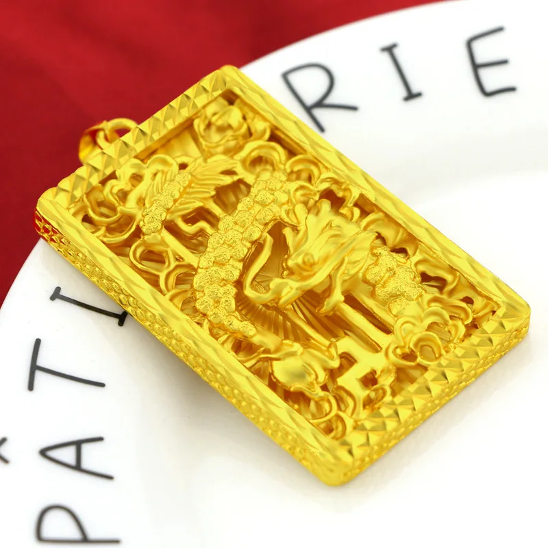 

Luxury 24K Yellow Gold Pendant For Women Men Dragon Male Pendant Filled Gold Fine Jewelry Wedding Engagement Birthday Gift