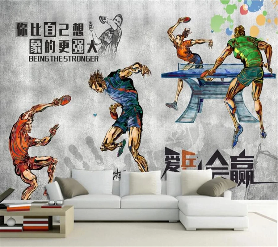 

wellyu Custom wallpaper 3d mural обои ping pong hall gym table tennis room TV background wall living room bedroom 3D wallpaper