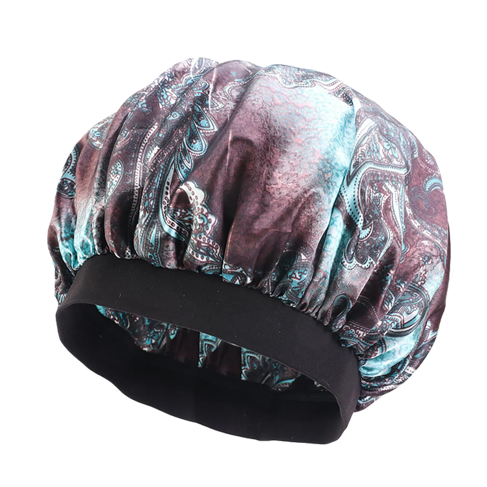 

Newly Satin Printed Sleeping Women Hat Night Sleep Cap Hair Care Salon Makeup Headband Muslim Hijab Head Cover Bonnet Hat