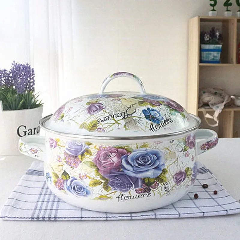 Эмалированная кастрюля 4 л толстая для супа горячего приготовления отвара