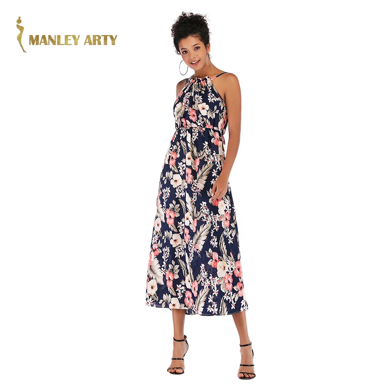 Платье-Макси женское на тонких бретельках Модный дизайнерский свободный сарафан