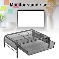 monitor stand riser mesh metal desktop for computerlaptop tv printer with with pull out drawer