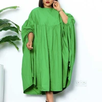 women loose dresses o neck pleated casual fashion large size ladies female african fashion spring summer new 2021 baggy robes