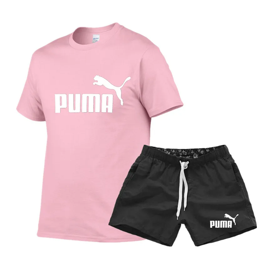 

2021 Popular New Cotton Men's T-Shirt + Sports Shorts Set summer High Quality Cotton T-Shirt Sports Running Set