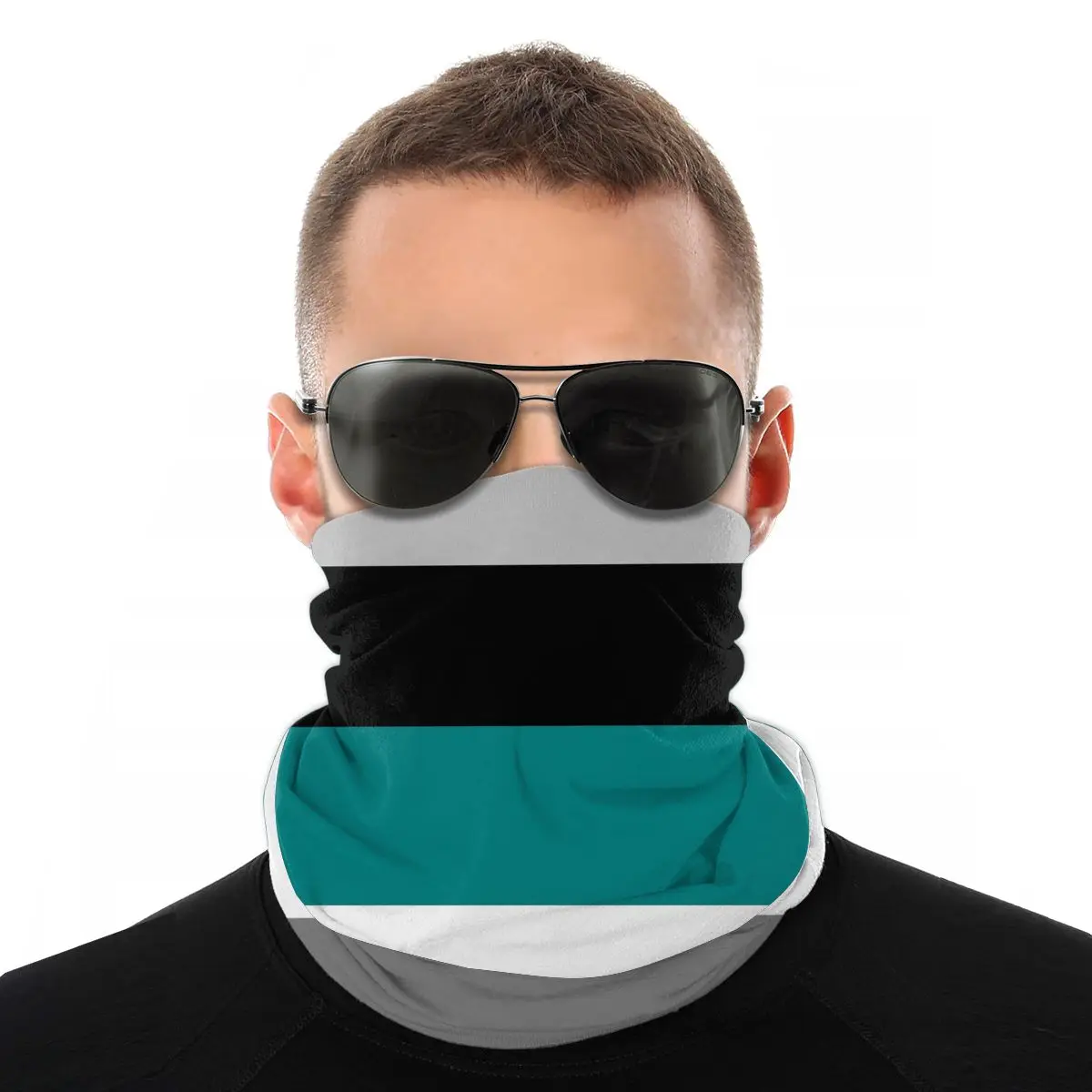

Teal Gray Black White Scarf Neck Face Mask Unisex Neck Warmer Seamless Bandanas Multi-functional Headwear Cycling Hiking