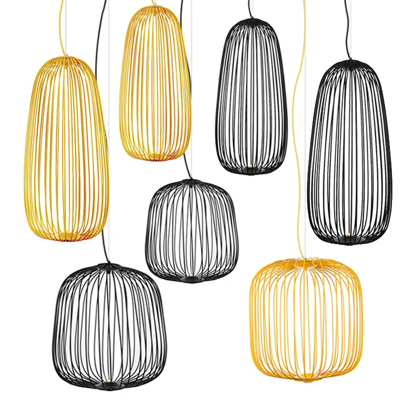 Kopen Large Golden Birdcage Office Clothing Shop Hanging Lamp Living Dining Room Droplight Bar European-style Sphere Led Pendent Light