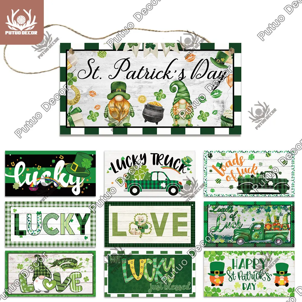 

Putuo Decor St. Patrick's Day Wood Signs Irish Day Wooden Plaque Lucky Wood Hanging Sign for Home Wall Door Decoration Ornaments