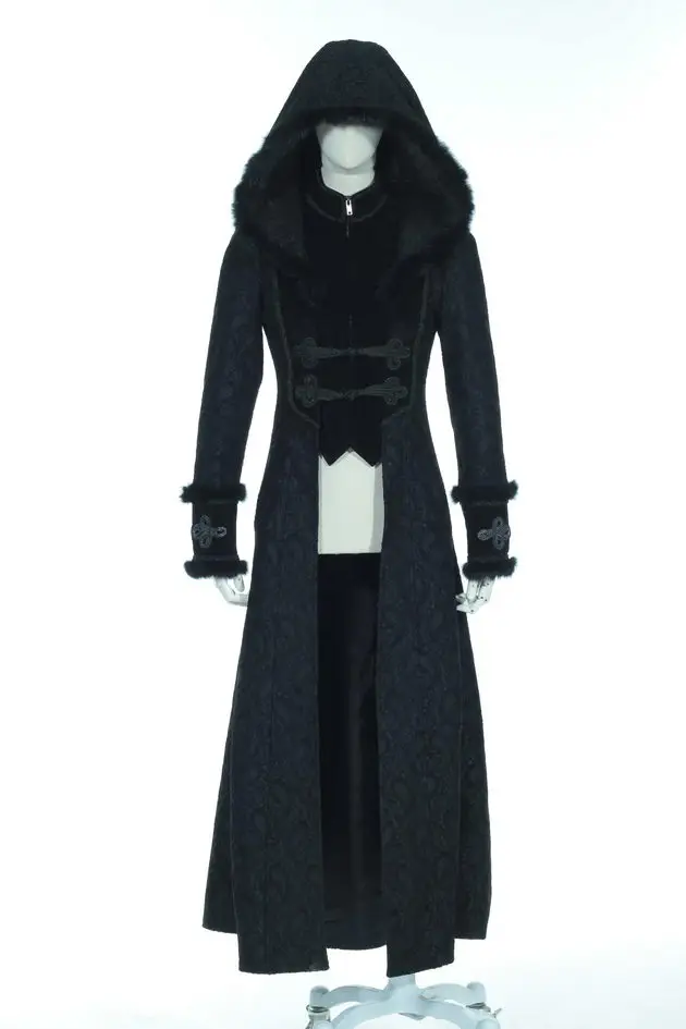 

Мужская куртка с длинным рукавом и капюшоном, винтажный готический костюм для вечеринки на Хэллоуин, черное, красное, очень длинное зимнее п...