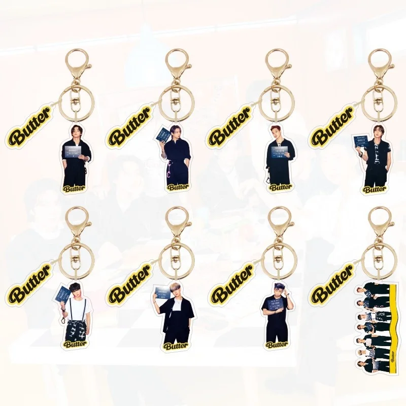 

KPOP Bangtan Boys Butter Album Acrylic Keychain Pendant Backpack Accessories Cosplay Gift JUNGKOOK JIMIN V SUGA Fans Collection