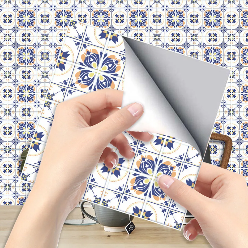 

20cm*20cm*6pcs Tile Wall Stickers For Kitchen Bathroom PVC Waterproof *Ideal Smooth And Clean Tiles Suitable For Kitchen