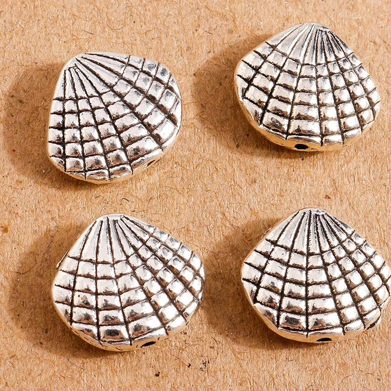 

10pcs 14*12mm Vintage Silver Color Shell Charms Beads for Jewelry Making Loose Spacer Beads for DIY Bracelets Craft Accessories