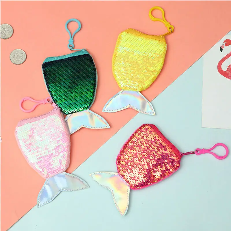 

Hot Trendy Women Kids Mermaid Sequins Coin Purse Girls Wallet Card Holder Clutch Bag Handbag For Kids Gifts