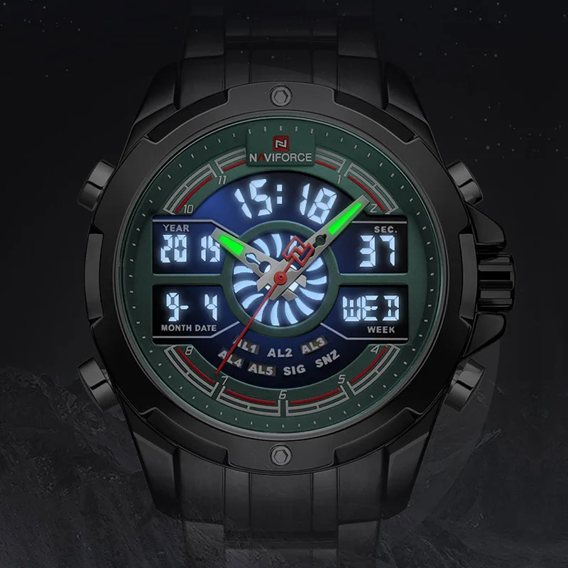NAVIFORCE Top Brand Men Watches Stainless Steel Quartz Watch Chronograph Military Clock Sport Wrist Relogio Masculino | Наручные часы