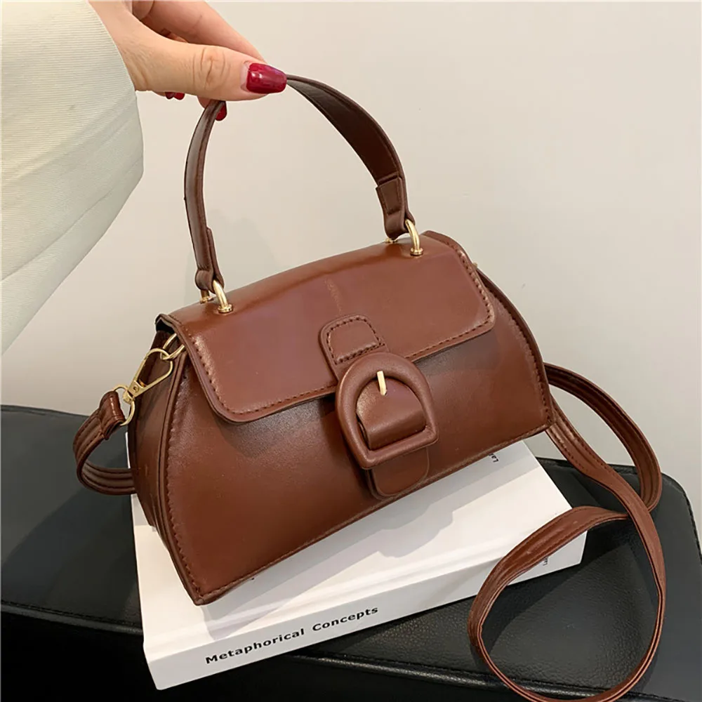 

PU Leather Handbags For Women Pure Color Buckle Women Shoulder Bag Large Capacity Cross Body Bags For Women