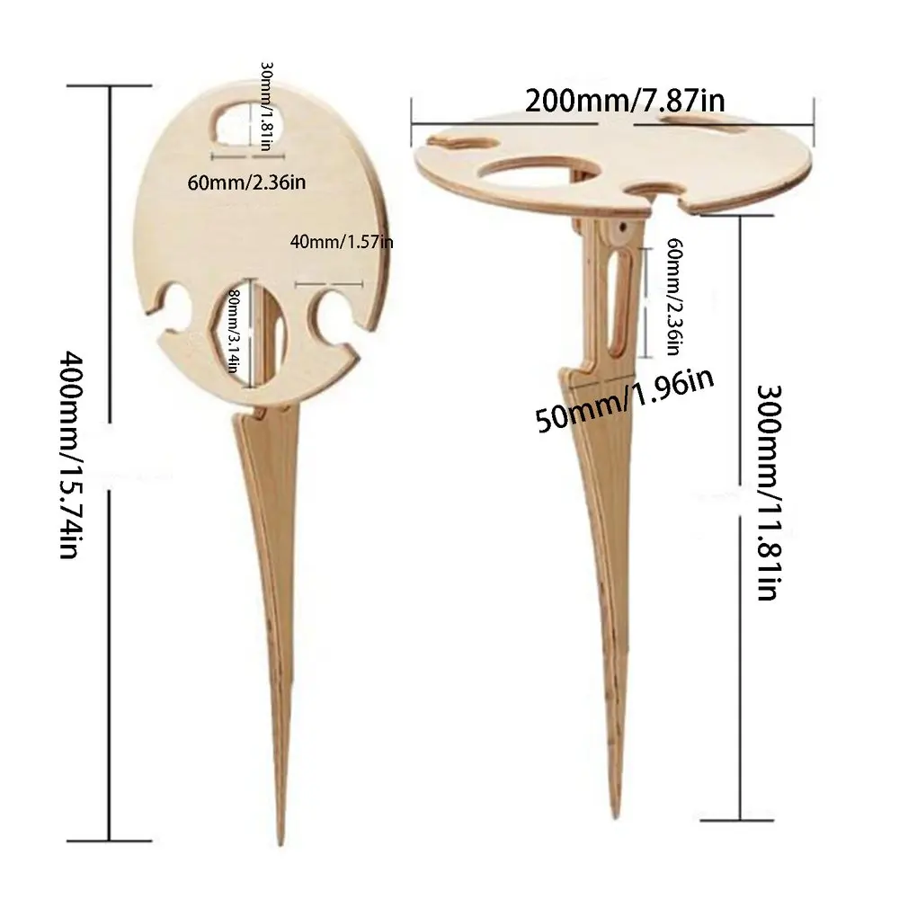 

Outdoor Portable Foldable Wine Table with Round Desktop Mini Wooden Easy To Carry Rack PicnicParty Travel Tools Dropshipping