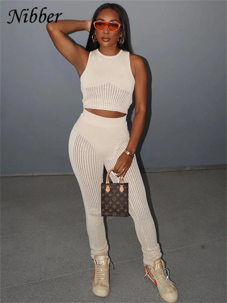 Комплекты из 2 предметов от Nibber Женский облегающий сетчатый сексуальный топ без