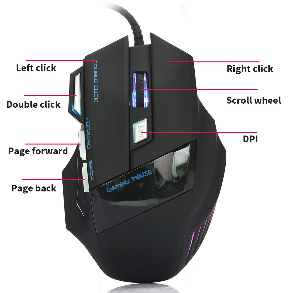 

Ergonomic Wired Gaming Mouse 7 Button 2400 DPI LED Optical USB Computer Mouse Gamer Silent LED Backlight Ergonomic Mouse Gamer