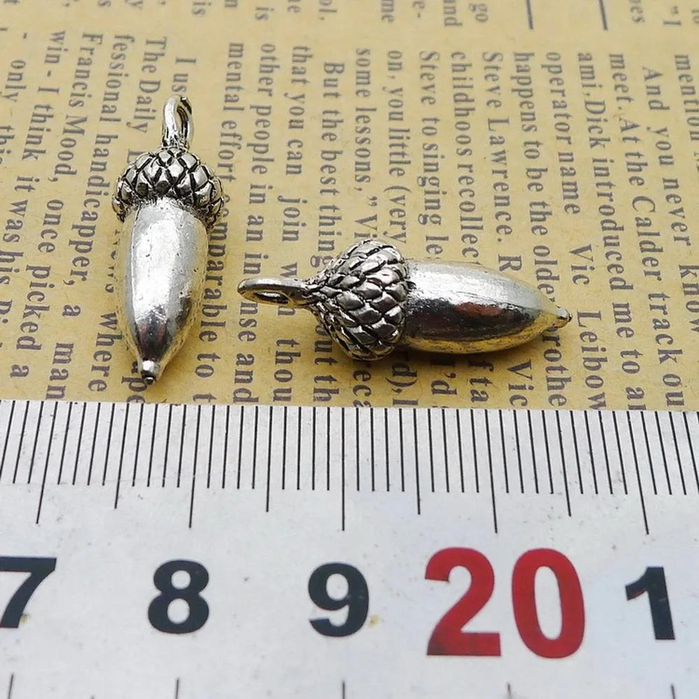 

50pcs Pine Cones Charms 8mm x 25mm DIY Jewelry Making Pendant antique silver color