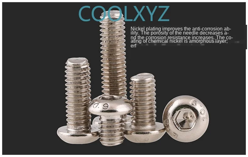 Iso7380 10 9 никелированная Грибная головка/полукруглая головка Шестигранная винта