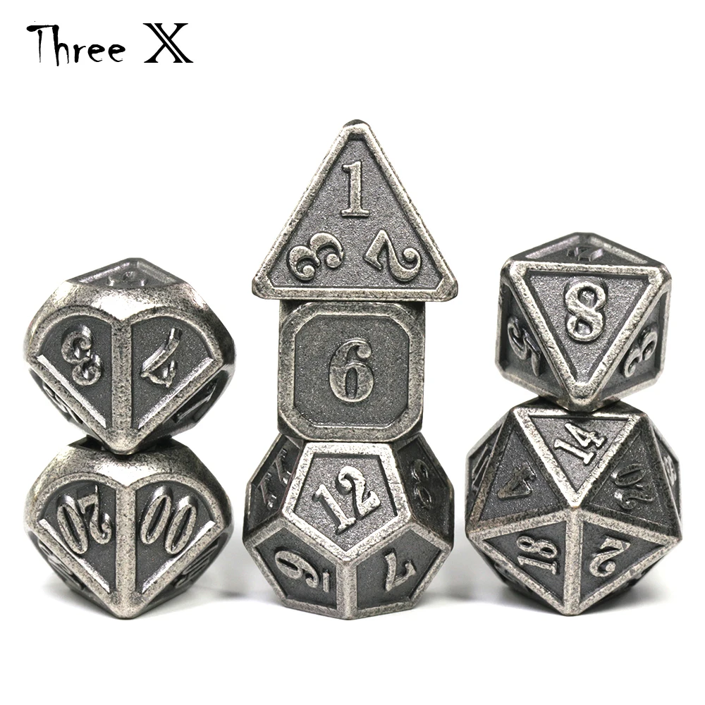 Древний металлический набор игральных костей игра DND многогранные Твердые