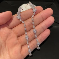 korean pop wheat cubic zircon long hanging earrings for women tassel wing drop shaped jewelry friends gift