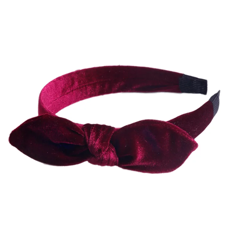 Новые однотонные бархатные ободок головной убор с ушами кролика для женщин и