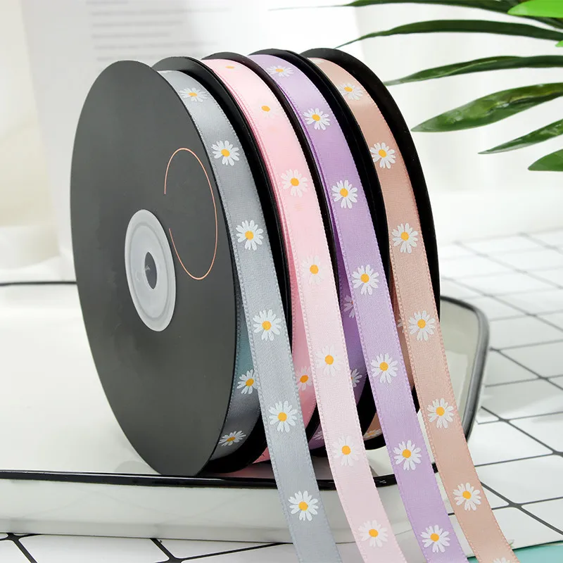 45 м Маргаритка печатная Grosgrain лента атласная цветы с цветочным принтом вечерние
