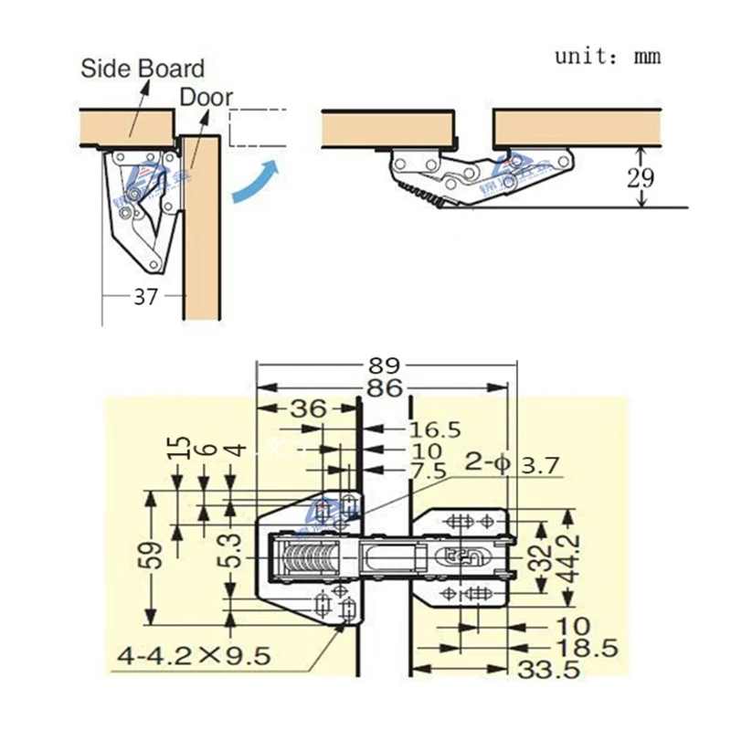 

RV Cabinet Bridge Shaped Spring Hinges Cupboard Wardrobe Door Soft Closing Hinges for RV Yachts Furniture