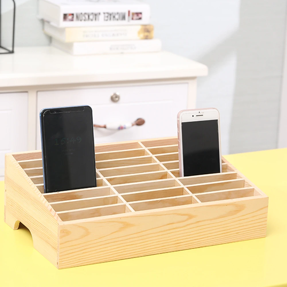 2019 офис для дома древесные хранение мобильных телефонов коробка рабочего стола