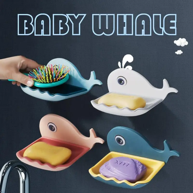 

Portable Plastic Soap Dish for Bathroom Cute Whale Shape Soap Box Bathroom Sink Accessories Use