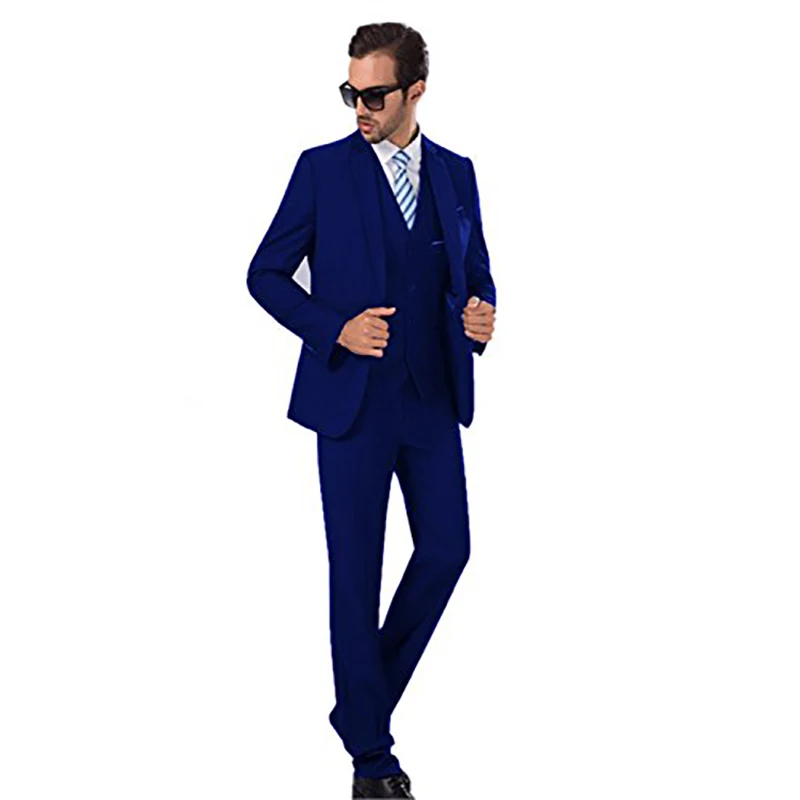 

Men's Business Slim Fit Suits 3 Piece Jacket Vest Pants Sets Formal One Button Tuxedos Classic Groom Wedding Blazer Masculino
