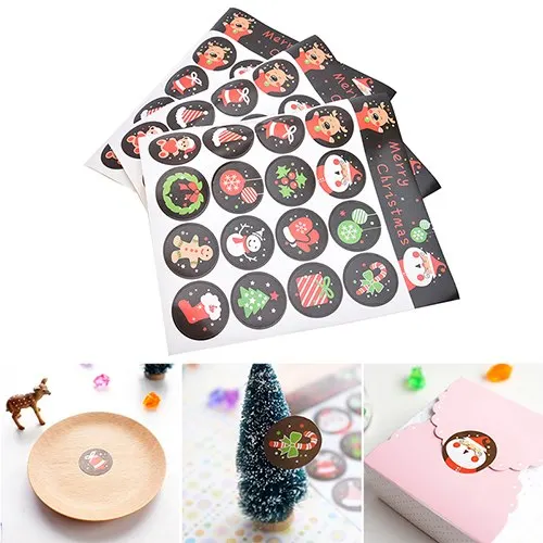 

96pcs/6 Sheet DIY Cake/Gift Labels Stickers Kitchen Sweets Party Seal Sticker Scrapbooking Merry Christmas Gift Kraft Sticker