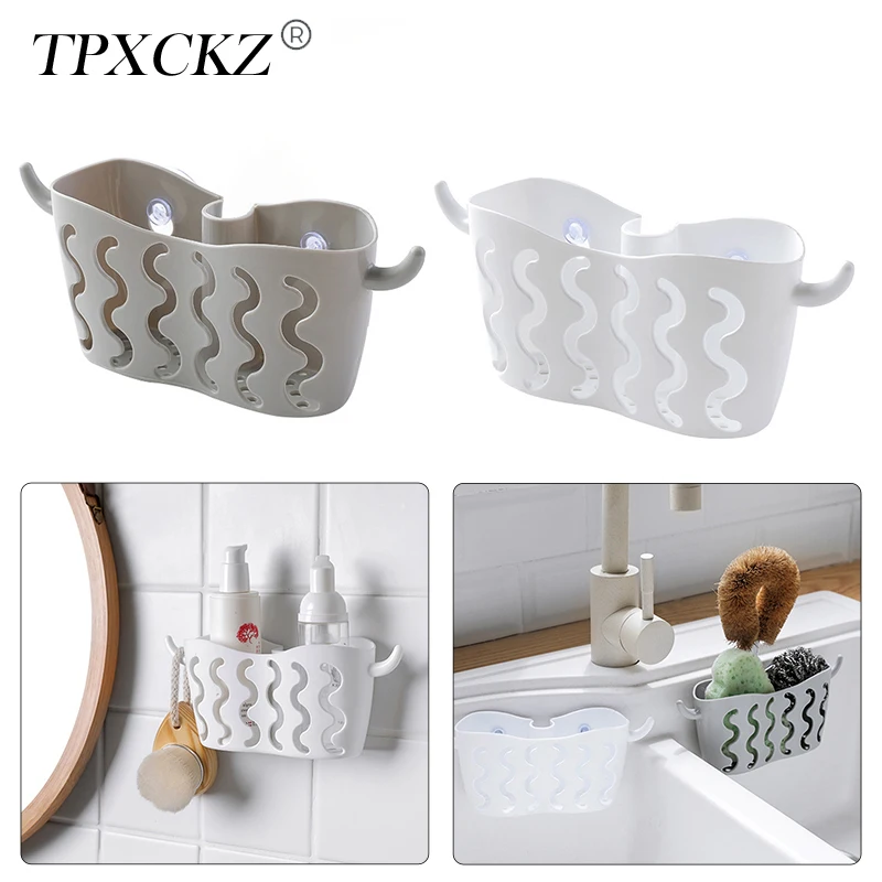 

TPXCKz Sink Drain Basket Storage Rack Kitchen Sink Drain Shelf Drying Holder with Suction Cup Cleaning Sponge Brush Organizer